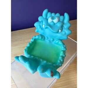 Vintage Avon Monster Soap Dish Holder Blue Rubber Creature 1980s Kids